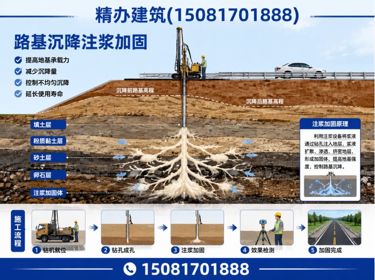 河北路基沉降注浆加固展示图